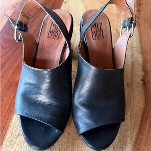 Miz Mooz Black Leather Slingback Sandals
